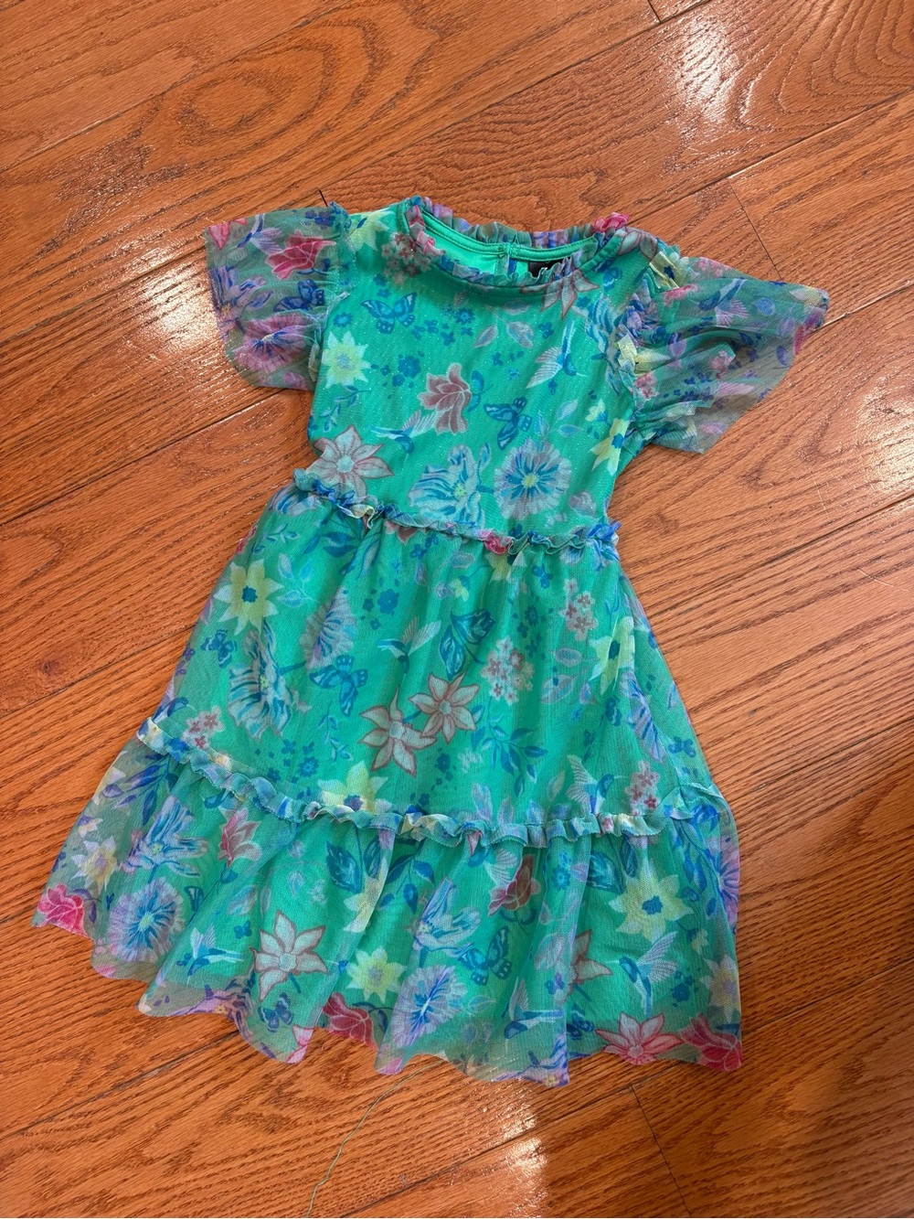 ZAC Kids Floral Butterfly Mesh Ruffle Dress Girls 4-5 Fairy Garden Party